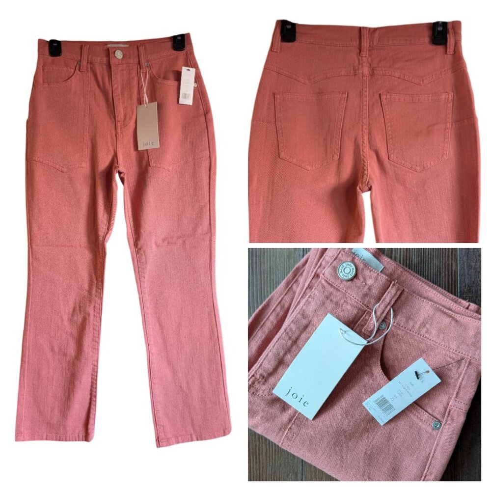 New JOIE midrise Shelly crop kick flare jeans in guava pink size 25